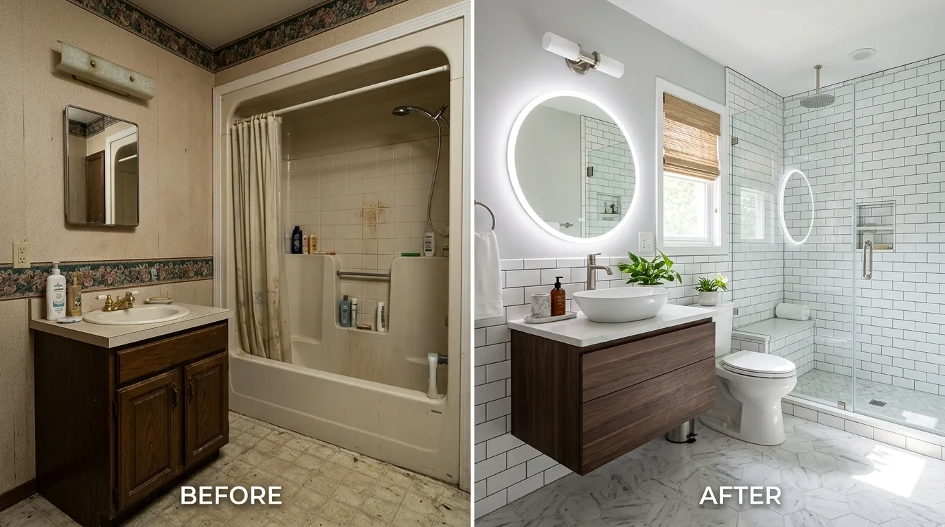 Bathroom Remodel Before and After by Center Garland Plumbing — Garland TX Bathroom Renovation Results